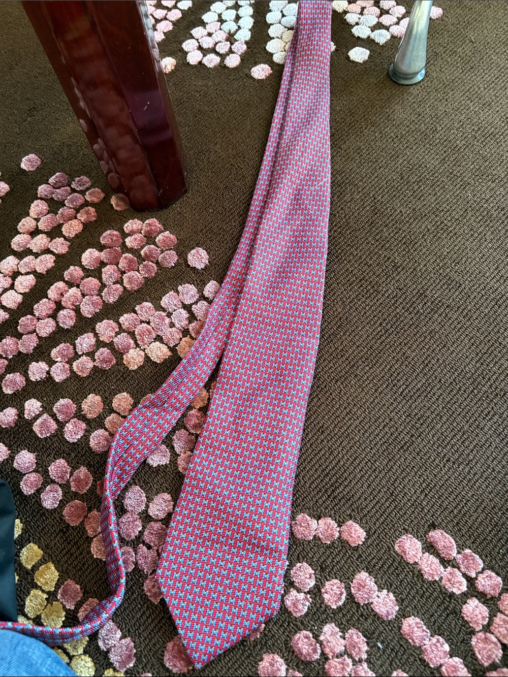 Ermenegildo Zegna Pink and Light Blue Micro-Pattern Silk Tie